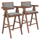 Zuo Delhi Barstool - Grey/Walnut - Set of 2-Armrest support