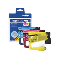 Brother Genuine LC506XL 3-Piece Ink Cartridge Set - High Yield - Cyan - Magenta - Yellow-High yield ink cartridge 3-pack: One each of cyan, magenta, and yellow, each cartridge prints up to 1,500 pages