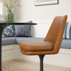 Modway Lippa Swivel Dining Vegan Leather Side Chair - Black Tan-Fixed Seat Cushion