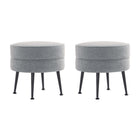 Manhattan Comfort Bailey 18.11" Mid-Century Modern Polyester Blend Upholstered Ottoman - Grey with Black Legs - 2 Pack-Mid-Century Modern Ottoman Perfect for Living Room Use