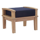 Modway Marina Outdoor Patio Teak Ottoman - Natural/Navy-Solid teak wood construction