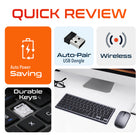 Delton N35 Portable Wireless Keyboard and Mouse Combo - Silver-Compact keyboard measuring 11.1x 4.9 inches and wireless mouse measuring 2.24 x 4.4 inches, designed for easy use anywhere, anytime.