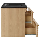 Modway Render 30" Wall-Mount Bathroom Vanity - Oak/Black-Ceramic Sink Basin