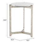 Zuo Barmas Side Table - White/Silver-3 year limited warranty