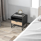 HOMCOM Modern Bedside Table with Drawer and Storage Shelf - Black-Drawer and open compartment offer plenty of space to store books, lamps, pens, or bedtime essentials