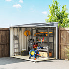 Outsunny 5 x 7FT Lean to Outdoor Storage Shed with Foundation Kit-Easily position this outdoor shed in any yard corner with its lean-to-wall design
