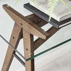 Modway Steadfast 56" Glass Top Office Desk - Walnut-Rubberwood Trestle Base
