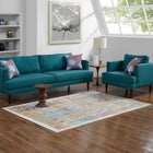 Modway Solimar Distressed Southwestern Aztec Area Rug - 4 ft W x 6 ft L - Multicolored-Tight Low Pile Weave