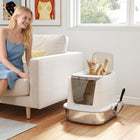 PawHut Large Stainless Steel Cat Litter Box with Lid and Metal Scoop - 20.6" L x 16.3" W - White-Scratch-proof surfaces maintain a flawless appearance over time 