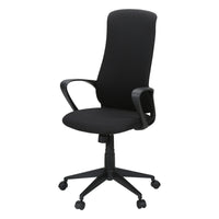 Monarch Specialties 7354 Ergonomic Fabric Office Chair - Black-Transform your workspace with this contemporary office chair featuring a breathable black fabric upholstery complemented by a solid black metal swivel base with smooth rolling wheels