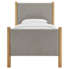 Modway Maven Twin Size Fabric Upholstered Platform Bed - Wheat Oak-Wood Slat Support