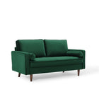Modway Valour Performance Velvet Loveseat - Green-Mid-Century Modern Loveseat