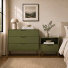 Manhattan Comfort Avira 35" Mid-Century Modern 3-Drawer Dresser - Olive Green-9