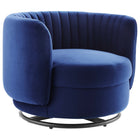 Modway Embrace Tufted Performance Velvet Swivel Chair - Black Navy-Channel Tufted Chair