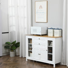 HOMCOM 47.25" L Sideboard Buffet Cabinet with 2 Drawers and 4 Doors - White-A large countertop, 3 cabinets and 2 drawers for daily accessories 