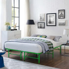 Modway Horizon Stainless Steel Queen Bed Frame - Green-Generous 14" Storage Space
