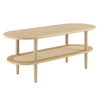 Modway Torus Oval Coffee Table - Oak-Oval, Two-Tier Design