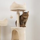 PawHut 81" Large Cat Tree with Scratching Posts, Condos and Beds - Beige-Colour: Beige, Cream White 