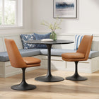 Modway Lippa Swivel Dining Vegan Leather Side Chair - Black Tan-360º Swivel Capability