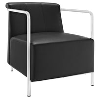 Modway Ebb Upholstered Vinyl Lounge Chair - Black-Contemporary lounge chair
