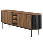 Modway Fortitude 71" TV Stand - Walnut Black-Holds up to 78" TV