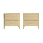 Manhattan Comfort Linda 24" Modern 2-Drawer Nightstand Set - Natural Oak-Modern Nightstand Perfect for Bedroom