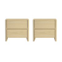 Manhattan Comfort Linda 24" Modern 2-Drawer Nightstand Set - Natural Oak-Modern Nightstand Perfect for Bedroom
