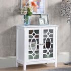 HOMCOM 29.7" L Sideboard Display Cabinet with Double Framed Glass Doors - White-Glass doors with scrolled framing allow you to display decorative dishware or cherished keepsakes and keep out the dust 
