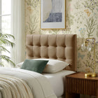 Modway Lily Stain-Resistant Performance Velvet Twin Size Headboard - Taupe-Biscuit Tufted Design