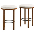 Modway Fable Boucle Fabric Counter Stools - Walnut Ivory - Set of 2-26 Inch Counter Stools - Set of 2