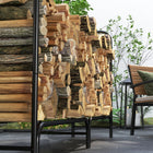 Outsunny 6 ft Firewood Rack with Cover Wood Storage Holder - Black-Powder-coated steel construction for enhanced durability