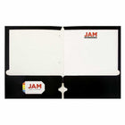 JAM Paper Laminated Glossy 3 Hole Punch Two-Pocket School Folders - Black - 6 Pack-Size: 9.25 x 11.5 inches l Easily fits 8.5" x 11" documents