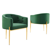 Modway Savour Tufted Performance Velvet Accent Chairs - Emerald - Set of 2-Tufted Accent Chairs - Set of 2