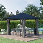 Outsunny 10 ft W x 10 ft L Hardtop Gazebo - Patio Gazebo - Black-Polycarbonate roof offers light transmission while handling sun, rain and wind