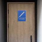 Futech Stairs with Braille Washroom Sign - Blue - 2 Pack-Adhesive Application included to mount