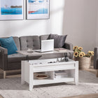 HOMCOM Lift Top Coffee Table with Hidden Storage and Open Shelves - White-Spacious rising tabletop creates a comfortable working area