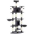 PawHut 79" Large Cat Tree Tower with Scratching Posts and Hammock - Dark Grey-Features a 2 funny balls and teasing rope for your cats' entertainment			 