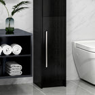 HOMCOM Tall Bathroom Storage Cabinet with Three Adjustable Shelves - Black-Constructed from solid, melamine faced particle board
