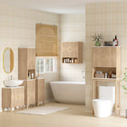HOMCOM Bathroom Wall Cabinet with Adjustable Shelf, Open Shelf and Marble Effect Top - Oak-Wall-mounted design saves precious floor space, great for small bathrooms