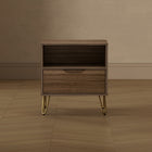 Manhattan Comfort Avira 20" Mid-Century Modern 1-Drawer Nightstand - Brown-Home Assembly Required (All Hardware Included)