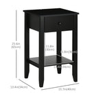 HOMCOM Side Table- Black - Set of 2-Ample top space and open bottom shelf for decorations or other items