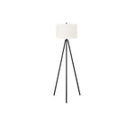 Monarch Specialties 63" H Floor Lamp - Black Metal / Ivory / Cream Shade-This eye-catching 63"h floor lamp with a contemporary tripod design features a striking black metal finish, contrasted with an elegant ivory linen drum shade, perfect to illuminate a corner of a room