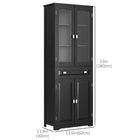 HOMCOM 63" H Kitchen Pantry Cabinet with Adjustable Shelves and Glass Door - Black-Central drawer with knobs and smooth metal glides allow you to put away napkins, towels and silverware with ease 