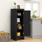HOMCOM 40" H Kitchen Pantry Cabinet with Adjustable Shelves and Single Door for Dining Room - Black-Laminated particleboard for easy maintenance 