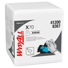 WypAll Power Clean X70 Medium Duty Cloths (41200) - Quarterfold - Long Lasting Performance - White - 12 Packs of 76 Sheets-Each industrial cloth measures 12.5" x 12" (unfolded) and cleans oil, dirt, grime and solvents; Comes quarterfolded for easy storage