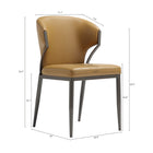 Manhattan Comfort Kirsten 20.5" Modern Leatherette Upholstered Dining Chair - Camel - Set of 2-Grey Metal Frame Adds Strength and a Sleek, Modern Finish