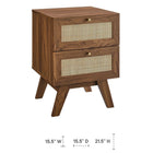 Modway Soma 2-Drawer Nightstand - Walnut-Natural Rattan Weave
