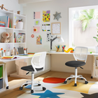 Homy Casa Teen Task Chair - Grey/White-Mid-Back ergonomic design desk chair