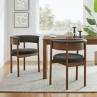 Modway Clea Curved Upholstered Dining Chairs - Charcoal - 2 Pack-Non-Marking Foot Pins