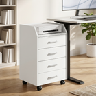HOMCOM 4 Drawer Vertical Mobile Filing Cabinet with Lockable Wheels - White-Raised design prevents items from falling 
